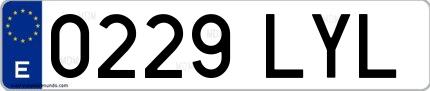 Ejemplo de matrícula española 0229 LYL