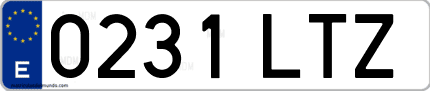 Ejemplo de matrícula de coche ordinaria 0231 LTZ