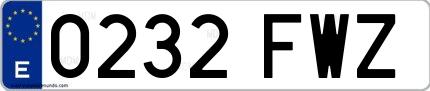 Ejemplo de matrícula española 0232 FWZ
