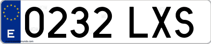 Ejemplo de matrícula de coche ordinaria 0232 LXS