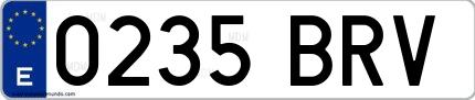 Ejemplo de matrícula española 0235 BRV