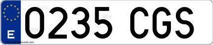 Ejemplo de matrícula española 0235 CGS