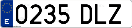 Ejemplo de matrícula de coche ordinaria 0235 DLZ