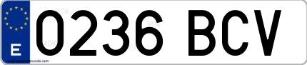 Ejemplo de matrícula española 0236 BCV