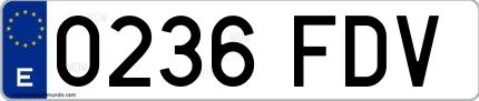 Ejemplo de matrícula española 0236 FDV