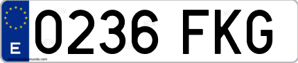 Ejemplo de matrícula de coche ordinaria 0236 FKG