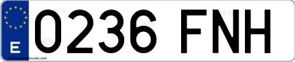 Ejemplo de matrícula española 0236 FNH
