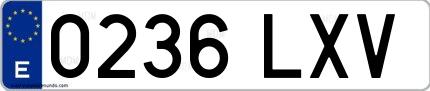 Ejemplo de matrícula española 0236 LXV