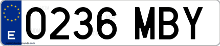 Ejemplo de matrícula de coche ordinaria 0236 MBY