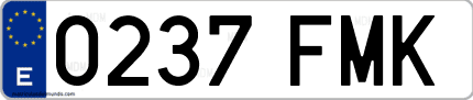 Ejemplo de matrícula de coche ordinaria 0237 FMK