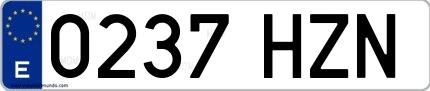 Ejemplo de matrícula española 0237 HZN