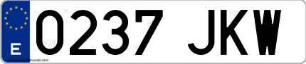 Ejemplo de matrícula de coche ordinaria 0237 JKW