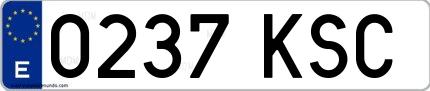 Ejemplo de matrícula española 0237 KSC