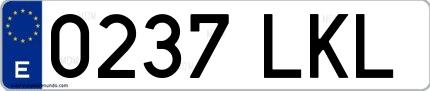 Ejemplo de matrícula española 0237 LKL