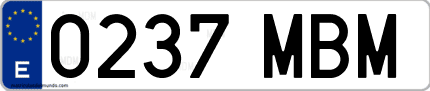 Ejemplo de matrícula de coche ordinaria 0237 MBM