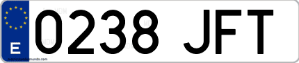 Ejemplo de matrícula de coche ordinaria 0238 JFT