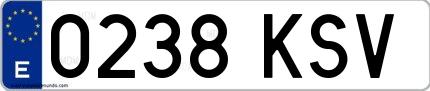 Ejemplo de matrícula española 0238 KSV