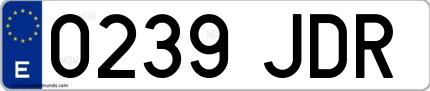 Ejemplo de matrícula española 0239 JDR