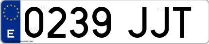 Ejemplo de matrícula española 0239 JJT