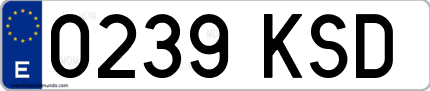 Ejemplo de matrícula de coche ordinaria 0239 KSD