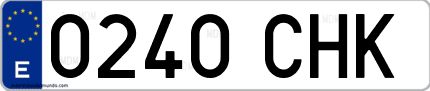 Ejemplo de matrícula de coche ordinaria 0240 CHK