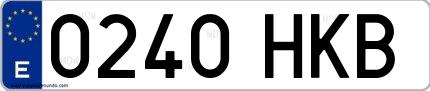 Ejemplo de matrícula española 0240 HKB