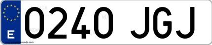 Ejemplo de matrícula española 0240 JGJ