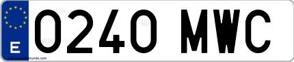 Ejemplo de matrícula española 0240 MWC