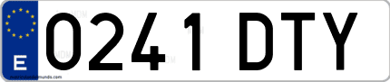 Ejemplo de matrícula de coche ordinaria 0241 DTY