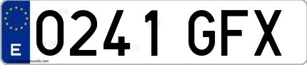 Ejemplo de matrícula española 0241 GFX