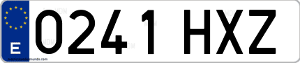 Ejemplo de matrícula de coche ordinaria 0241 HXZ