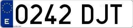 Ejemplo de matrícula española 0242 DJT
