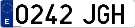 Ejemplo de matrícula española 0242 JGH