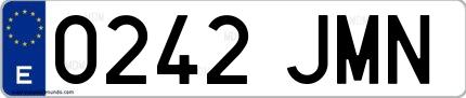 Ejemplo de matrícula española 0242 JMN