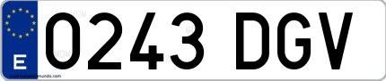 Ejemplo de matrícula española 0243 DGV