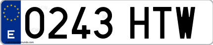 Ejemplo de matrícula de coche ordinaria 0243 HTW