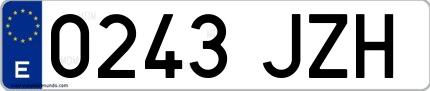 Ejemplo de matrícula española 0243 JZH