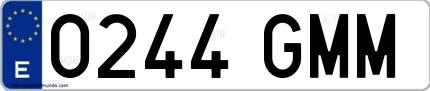 Ejemplo de matrícula española 0244 GMM