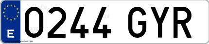 Ejemplo de matrícula española 0244 GYR