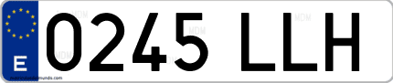 Ejemplo de matrícula de coche ordinaria 0245 LLH