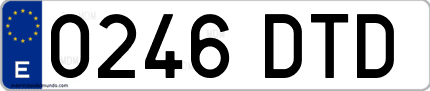 Ejemplo de matrícula de coche ordinaria 0246 DTD