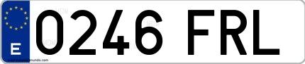 Ejemplo de matrícula española 0246 FRL