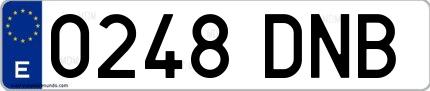 Ejemplo de matrícula española 0248 DNB
