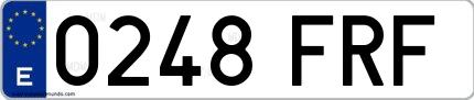 Ejemplo de matrícula española 0248 FRF