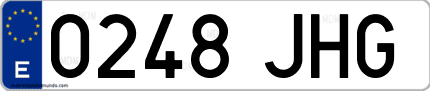 Ejemplo de matrícula de coche ordinaria 0248 JHG