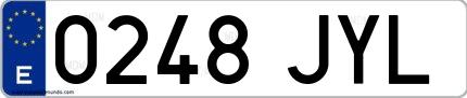 Ejemplo de matrícula española 0248 JYL