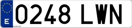 Ejemplo de matrícula española 0248 LWN