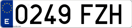 Ejemplo de matrícula de coche ordinaria 0249 FZH
