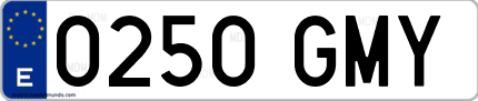 Ejemplo de matrícula de coche ordinaria 0250 GMY