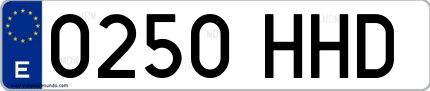 Ejemplo de matrícula española 0250 HHD